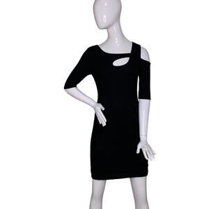 Goldray Mini Dress Fine Knit 3/4 Sleeve Black Full Lining Size M